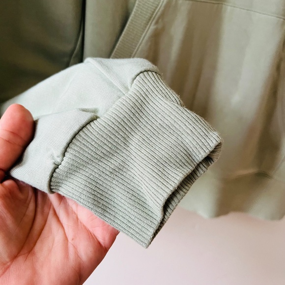 Banana Republic M Sage Baby Terry Zip Sweatshirt Fleece Pocket Sweater Stretch - Picture 7 of 11